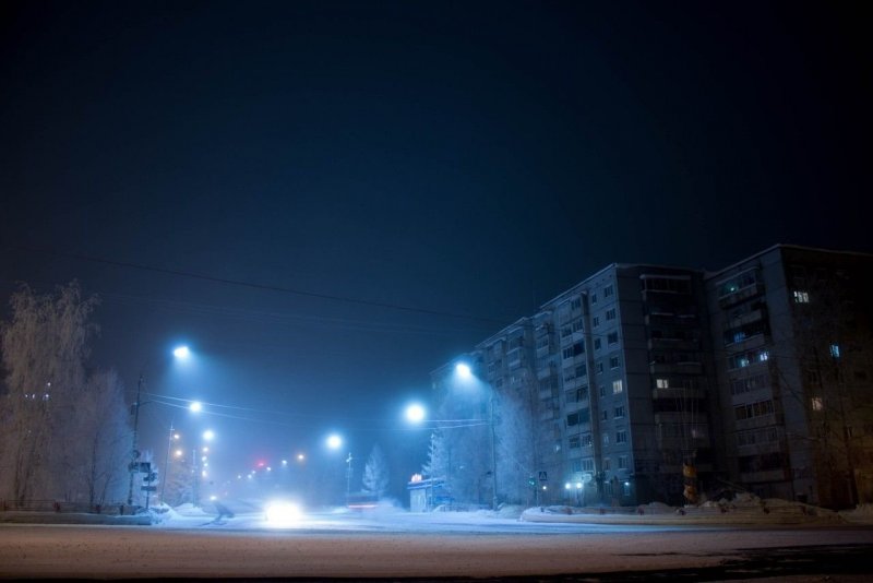 Россия зимой ночью
