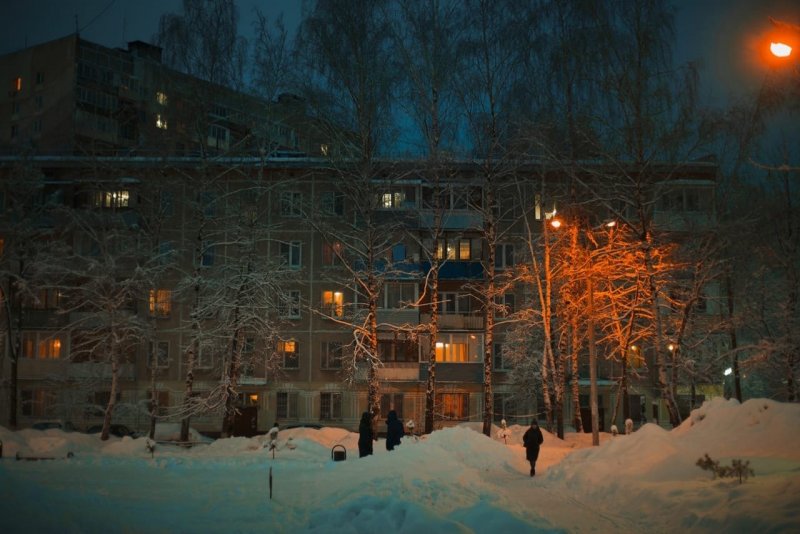 Зимняя ночь Россия город