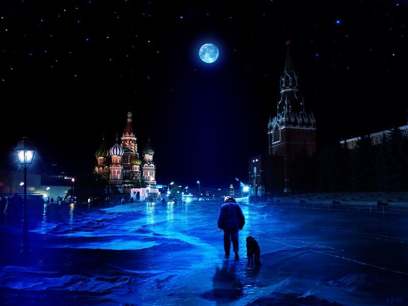 Красная площадь зима ночь
