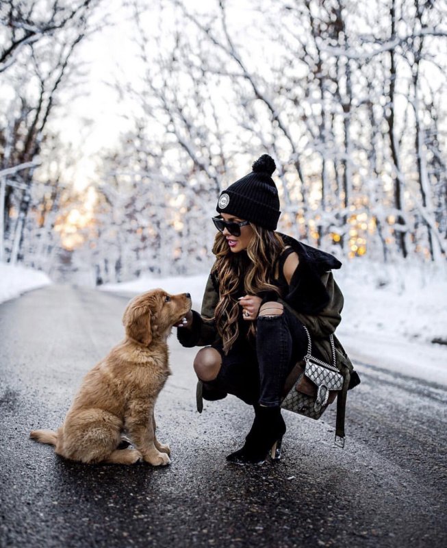 Зимняя фотосессия с щенком