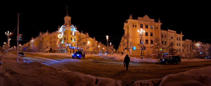 Магадан улица ночная