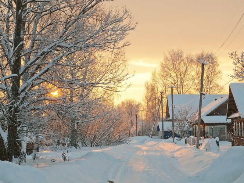 Деревня в снегу