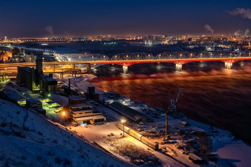 Красноярск набережная Енисея зимой