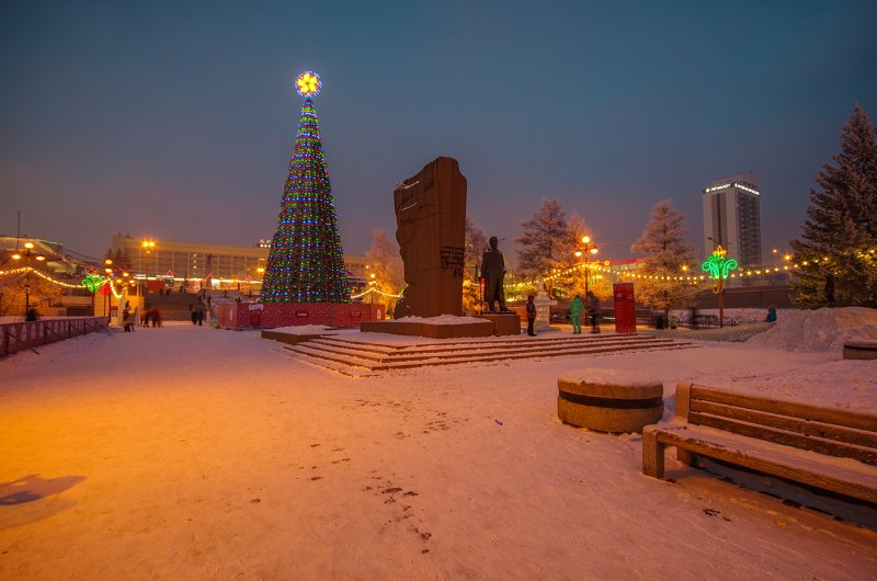 Зима в городе Красноярск