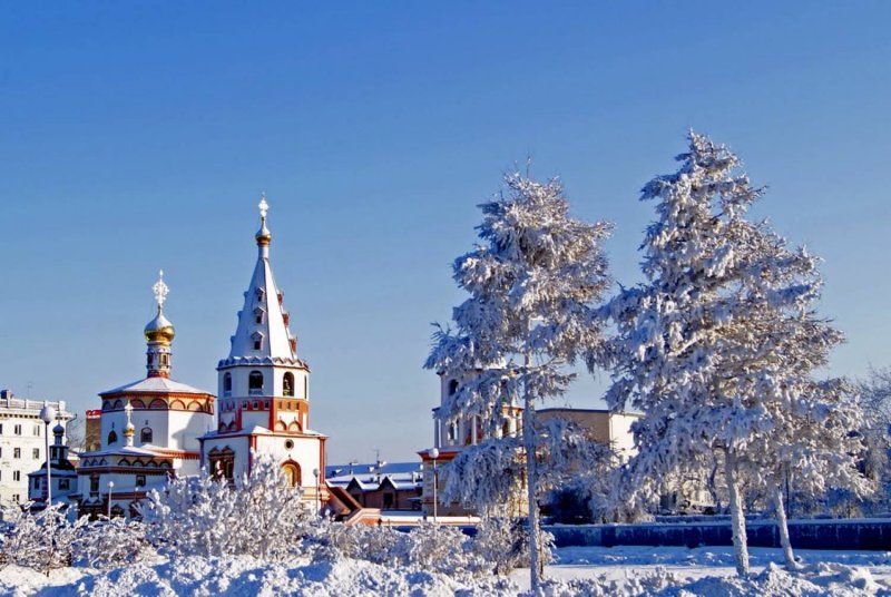 Зима город в Иркутской