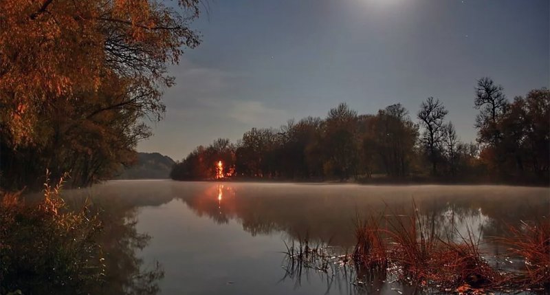 Ночь река осень