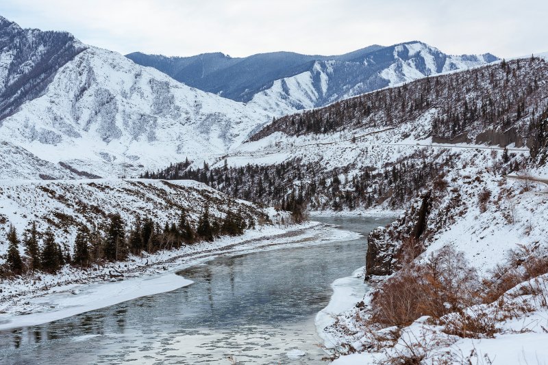 Телецкое озеро Алтай зима