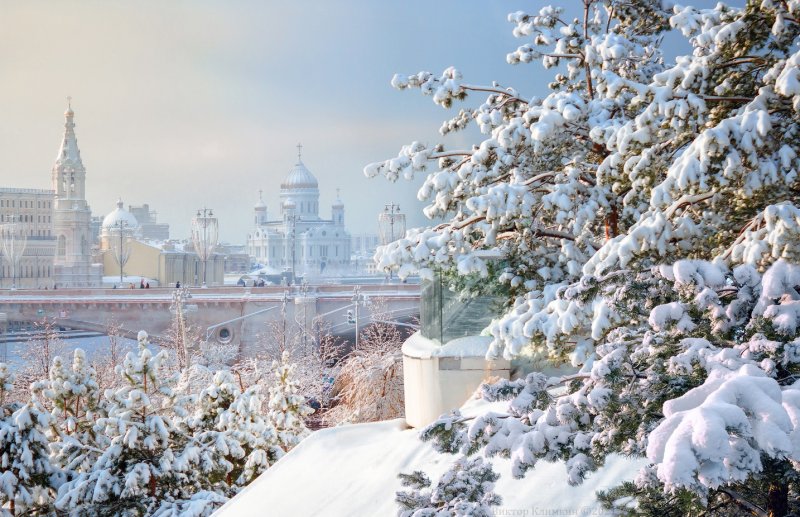 Москва приветственное фото утром зимой