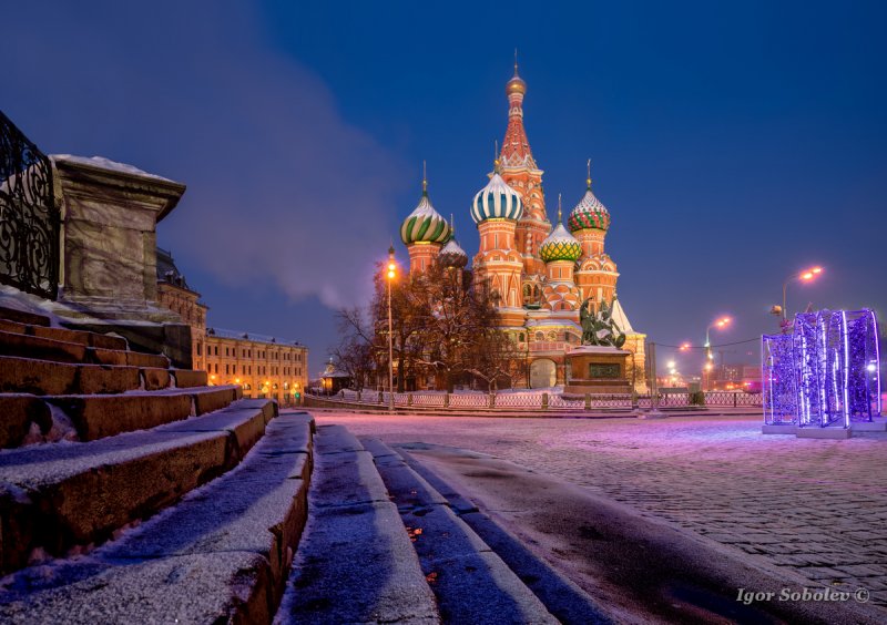 Москва Василий Блаженный площадь зима