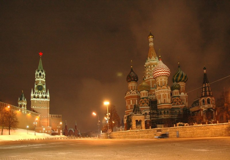 Васильевский собор ночной Кремль