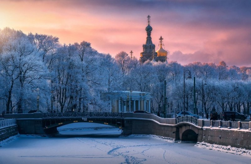 Никольский собор в Санкт-Петербурге зимой пейзажи