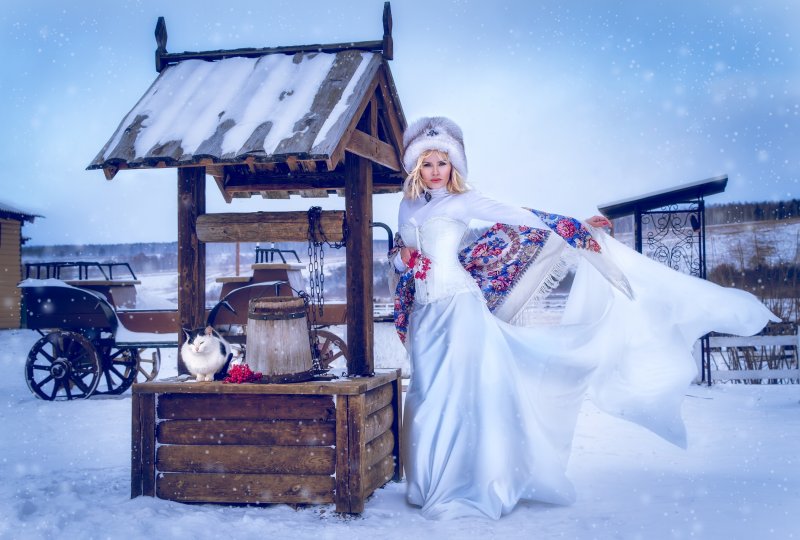 Фотосессия в деревенском стиле зимой