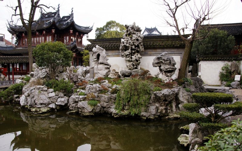 Сад Юйюань Шанхай лотосовый пруд