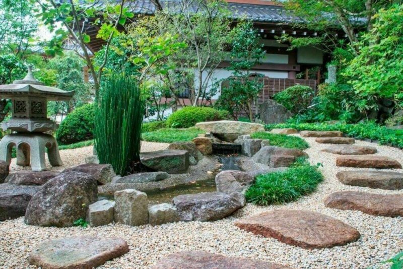 Японский сад мостик каменный