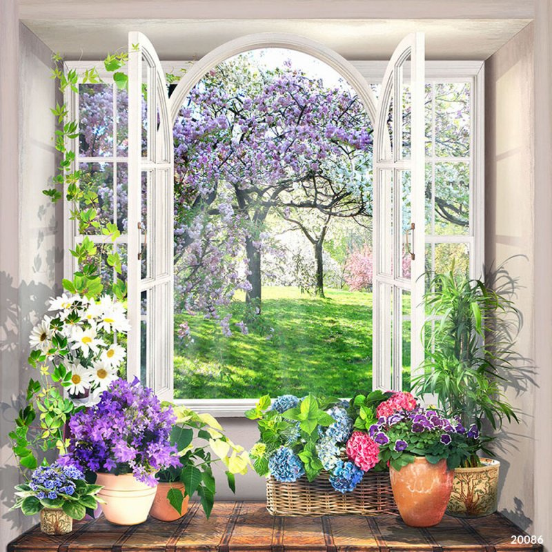 Фреска окно в сад