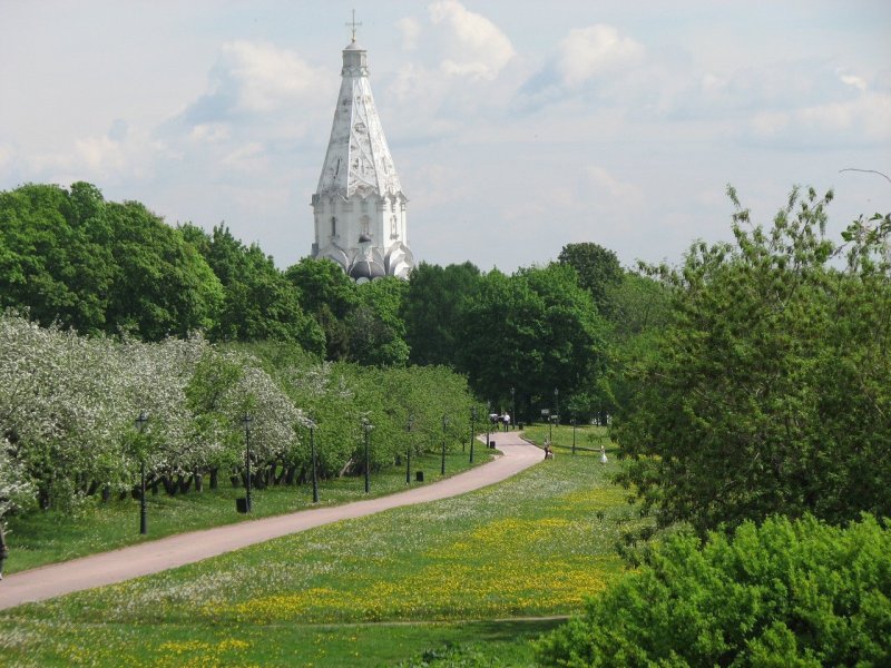 Парк в Коломенском в Москве Яблоневый сад