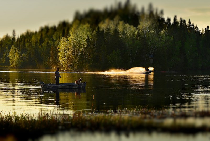 Озеро лодка рыбалка