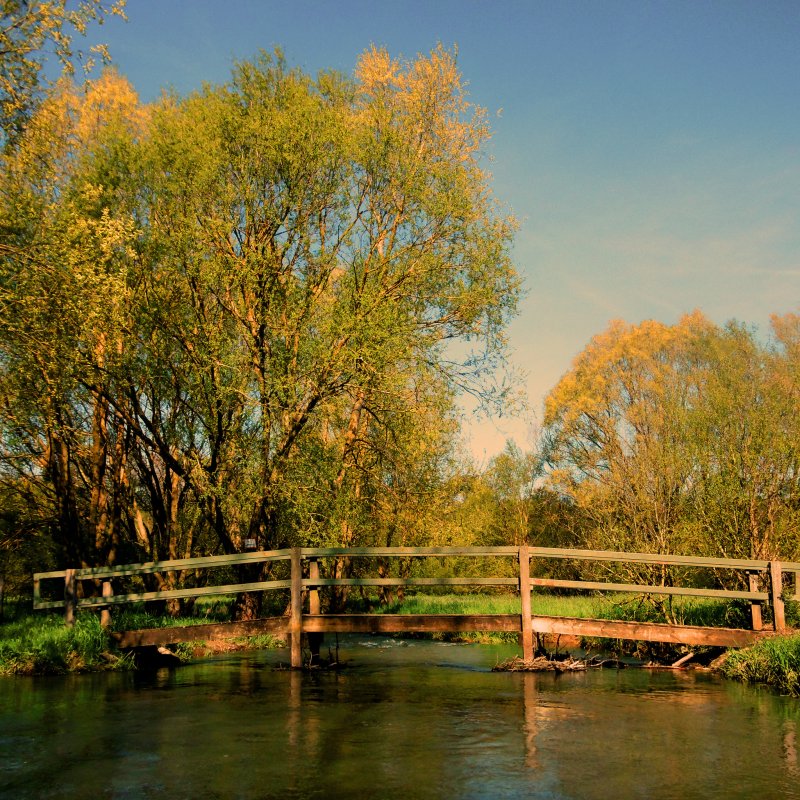 Мостик река лето деревня