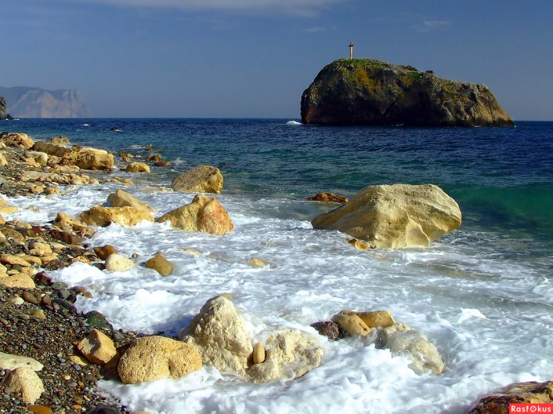 Крым море горы берег волна мыс Фиолент