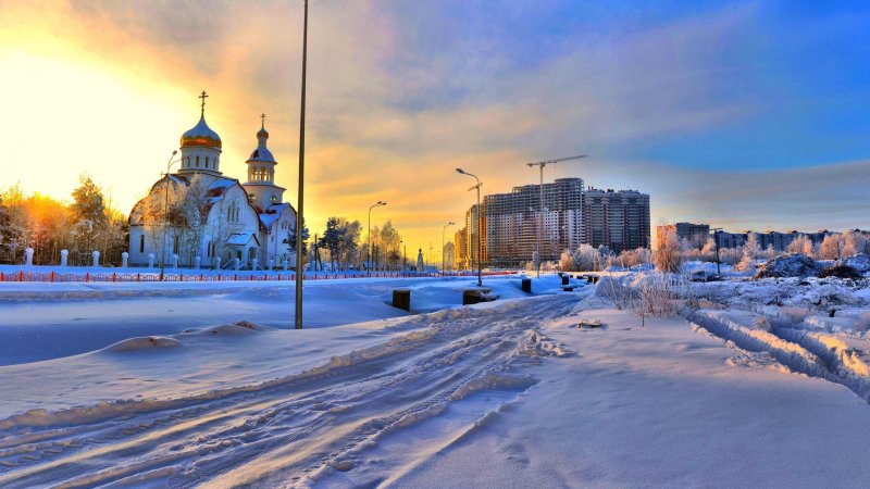Город Сургут зимой