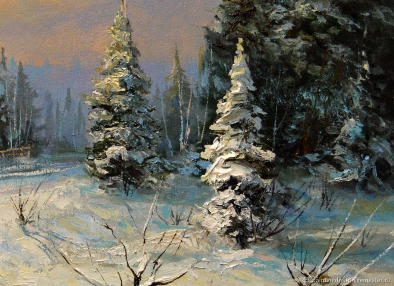 Зимний пейзаж маслом Евгения Антонова