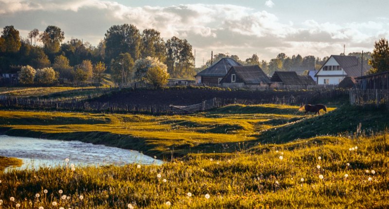 Пейзаж сибирской деревни