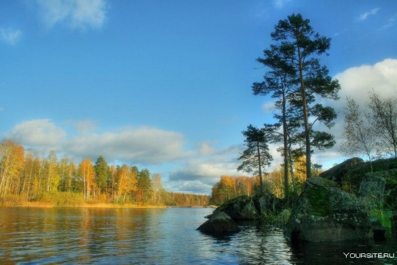 Озеро в Ленинградской области с карельским пейзажем