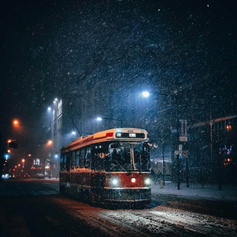 Трамвай ночь зима