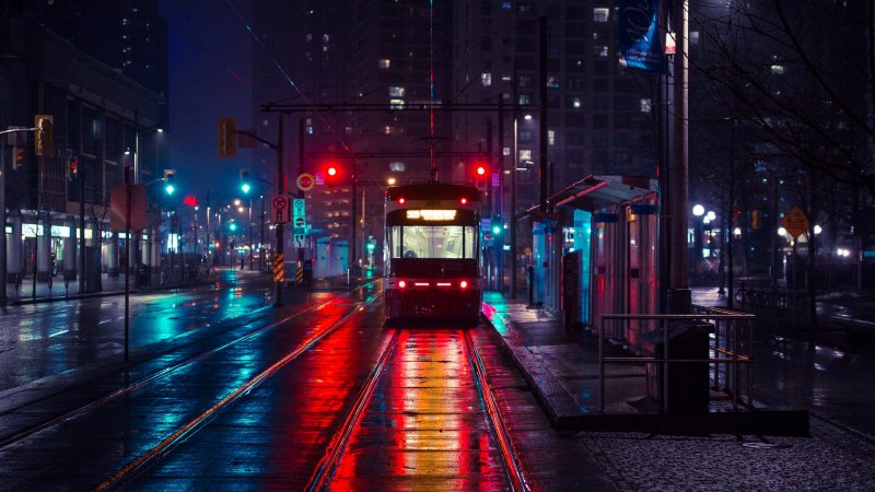 Сан Франциско трамвайчик ночью