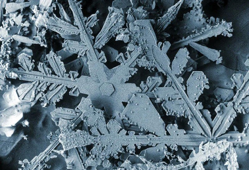 Снежинка под микроскопом