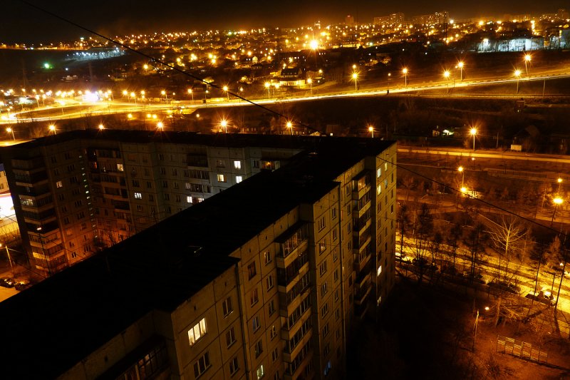 Вид с крыши ночью октября 2020 Новокузнецк Центральный район