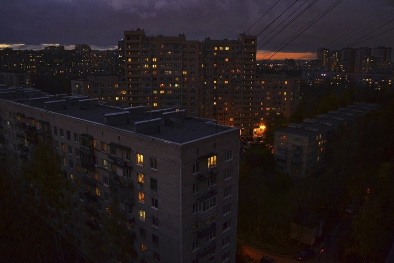 Ночь город Россия панельки