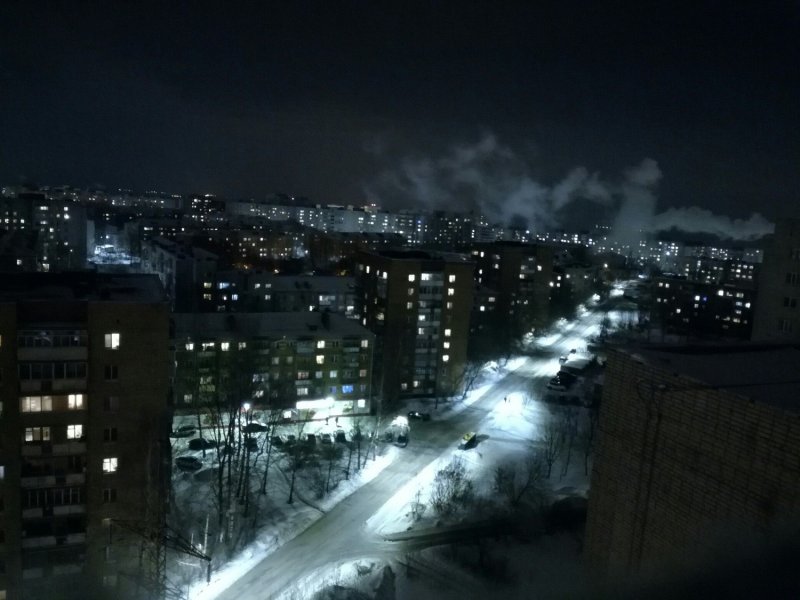 Зимняя ночь вид с крыши
