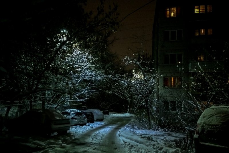 Зима ночь Россия двор