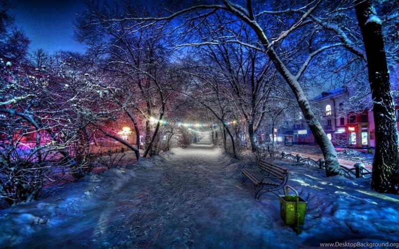 Зима ночь город