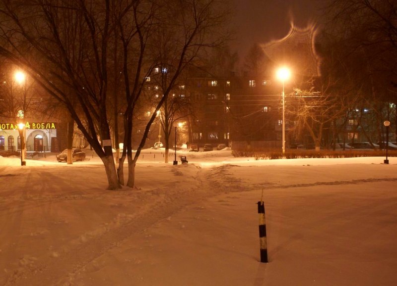 Ночной Нижний Новгород Покровка зима