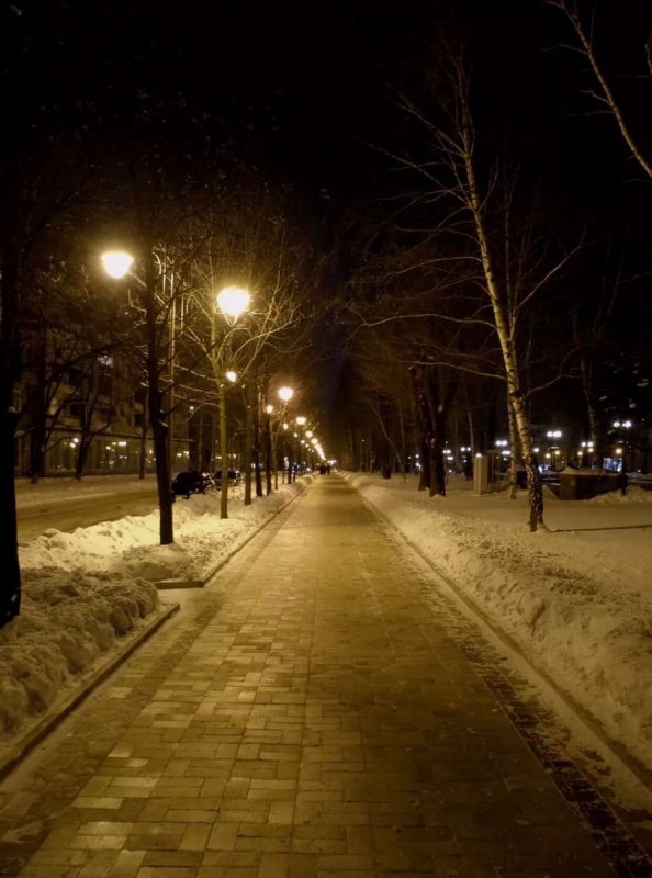 Ночная улица зимой