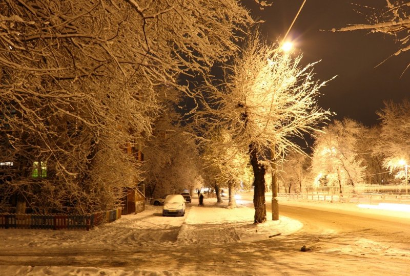 Русские улицы зимой ночь