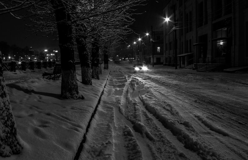 Ночная улица зимой