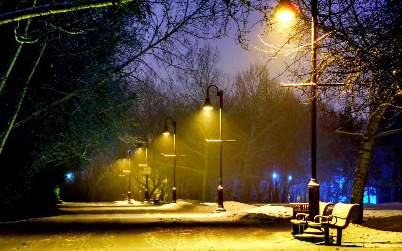 Нью Йорк зима ночь