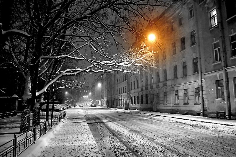 Зимний ночной Нальчик парк
