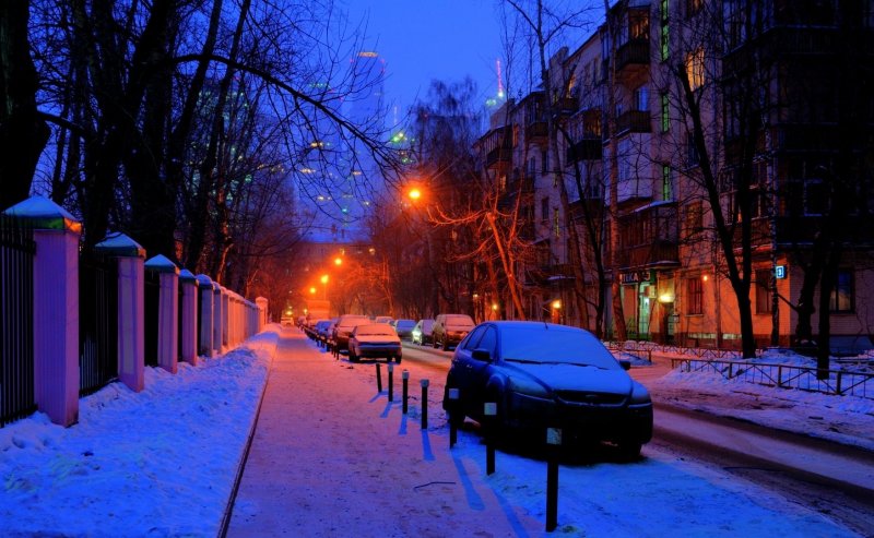 Улица зима ночь Россия