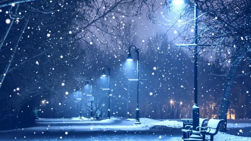 Ночь улица снегопад