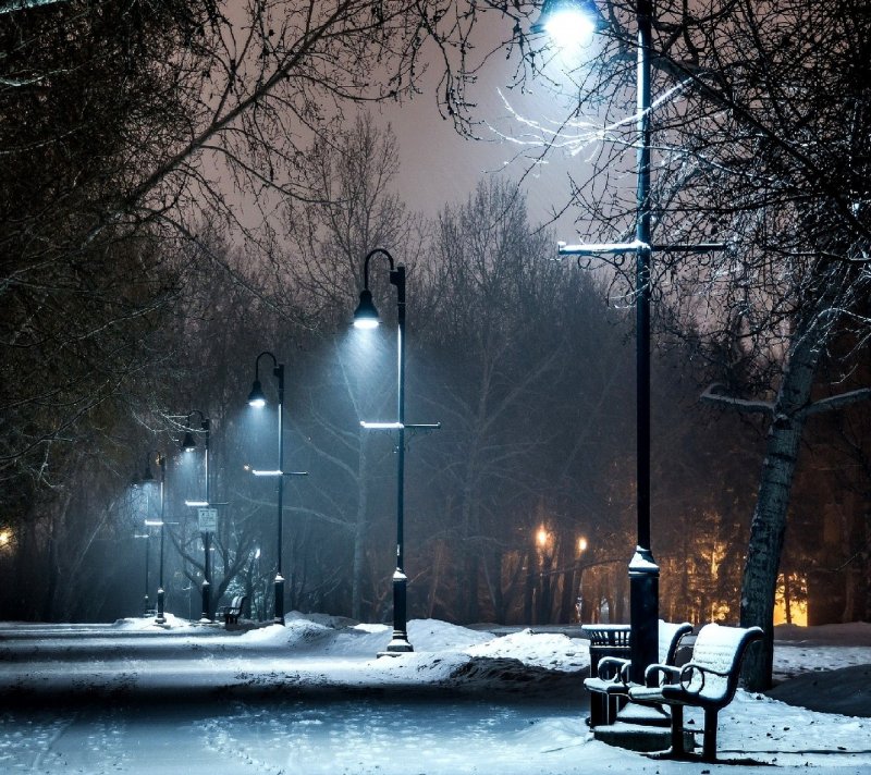 Зимний вечер в городе