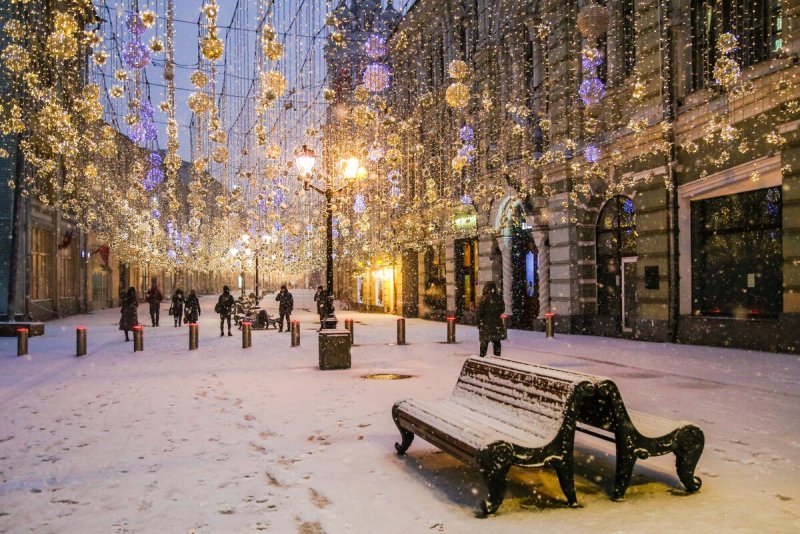 Москва ночью зимой