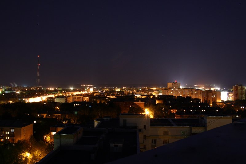 Ночной город вид с крыши Красноярск