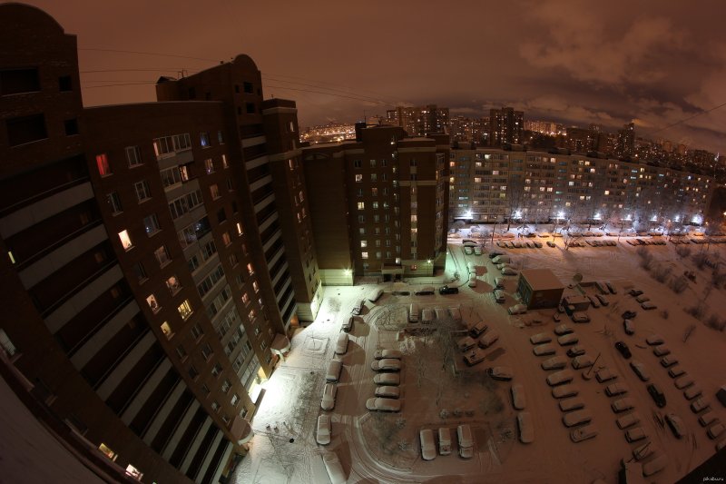 Вид с крыши ночью зимой