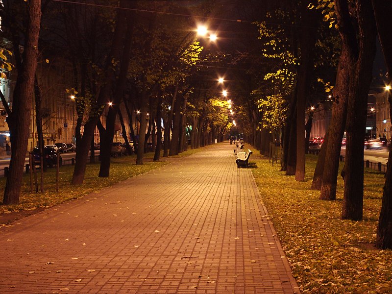 Улица без людей ночью
