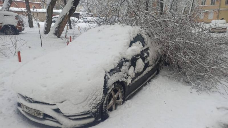 Снег в Воронеже пасмурную