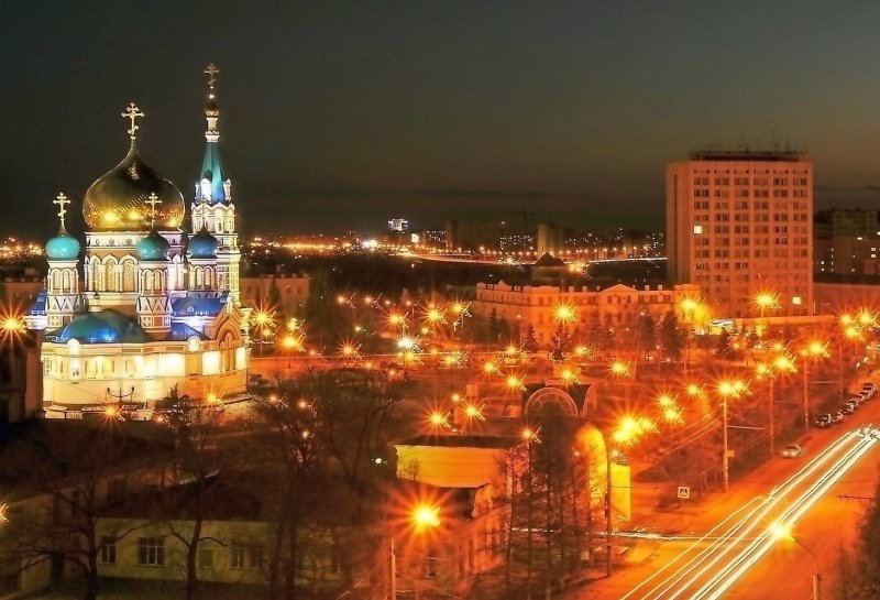 Ночной город Омск